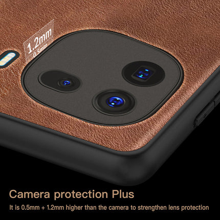 Kapa Tux Leather Back Cover for IQOO 12 (5G) | Slim Shockproof Camera Protection Bumper Case (Brown) - Mobizang