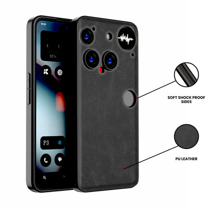 Kapa Tux Leather Back Cover for Nothing Phone 3 5G | Slim Shockproof Camera Protection Bumper Case (Black)