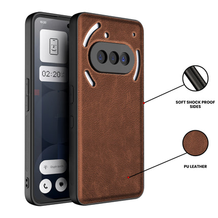 Kapa Tux Leather Back Cover for Nothing Phone 3A 5G | Slim Shockproof Camera Protection Bumper Case (Brown)