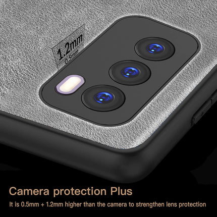 Kapa Tux Leather Back Cover for Oppo Reno 12 (5G) | Slim Shockproof Camera Protection Bumper Case (Grey)