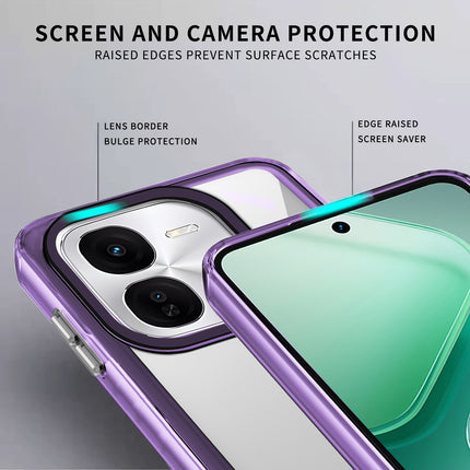 Kapa Warrior Acrylic Clear Back Cover For IQOO Z9X | Slim Shockproof [Military Grade Protection] Hybrid Bumper Case (Purple Sides)