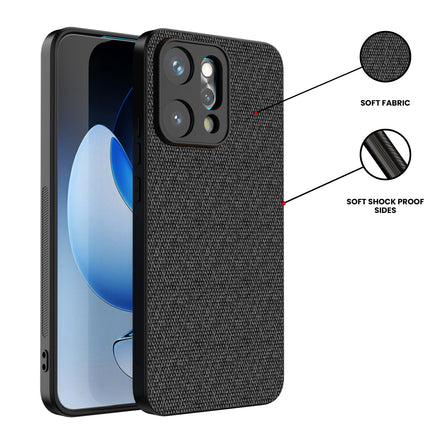 Kapa Soft Full Fabric Protective Back Case Cover for Oppo Reno 14 PRO 5G | Shockproof Slim Hard Anti Slip Back Case (Black) - Mobizang