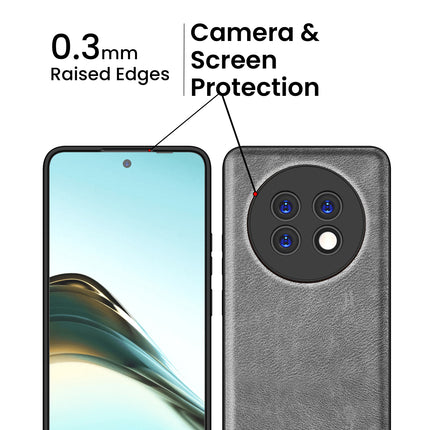 Kapa Tux Leather Back Cover for Realme 13 PRO / 13 PRO PLUS | Slim Shockproof Camera Protection Bumper Case (Grey)