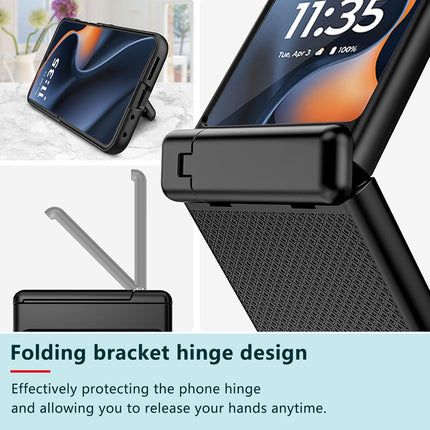 Kapa Textured Grip with Stand Hinge Protection Back Cover for Moto Razr 60 Ultra | with [Inbuilt Glass] Full Body Shockproof Hard Back Case (Black)