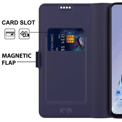 Kapa Noble Slim Magnetic Leather Flip Case Cover for OPPO F25 Pro (5G) | Card Holder Stand Flip Wallet Case (Blue)