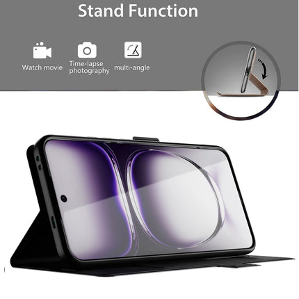 Kapa Noble Slim Magnetic Leather Flip Case Cover for Oppo Reno 12 (5G) | Card Holder Stand Flip Wallet Case (Black)