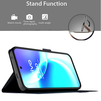 Kapa Noble Slim Magnetic Leather Flip Case Cover for Vivo X300 5G | Card Holder Stand Flip Wallet Case (Blue)