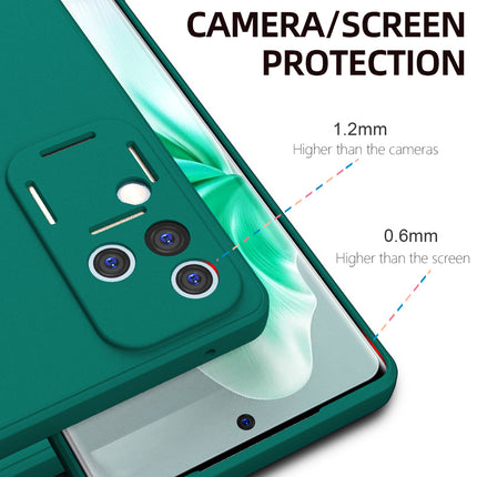Kapa Matte Protective Lens Flexible Back Cover for Vivo V30 Pro (5G) | Slim Silicone with Soft Lining Shockproof Full Body Bumper Case (Green)