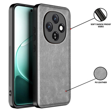 Kapa Tux Leather Back Cover for Oppo F31 Pro 5G | Slim Shockproof Camera Protection Bumper Case (Grey)