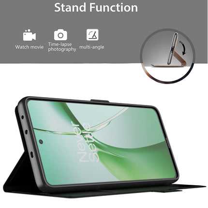 Kapa Noble Slim Magnetic Leather Flip Case Cover for OnePlus Nord CE 4 | Card Holder Stand Flip Wallet Case (Black)
