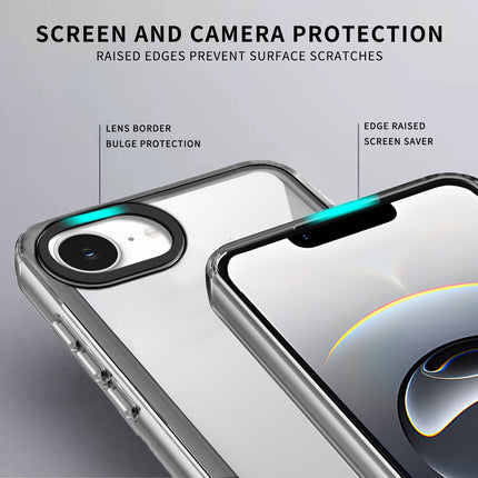 Kapa Warrior Acrylic Clear Back Cover For Apple iPhone 16E | Slim Shockproof [Military Grade Protection] Hybrid Bumper Case (Clear Sides)