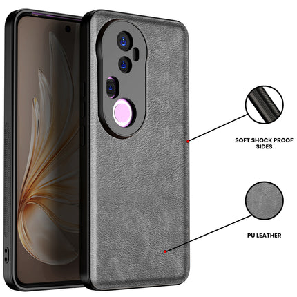 Kapa Tux Leather Back Cover for Vivo T4 Ultra 5G | Slim Shockproof Camera Protection Bumper Case (Grey)