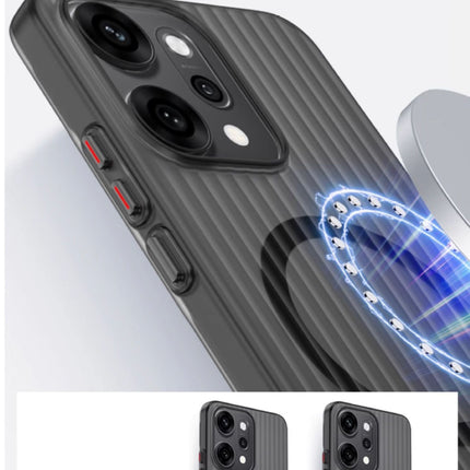Kapa Wave Magnetic Frosted Grip Back Cover for Oppo Reno 14 Pro 5G | [MagSafe Compatible] Wireless charging, Slim, Metal Buttons Matte Finish Back Case (Grey)
