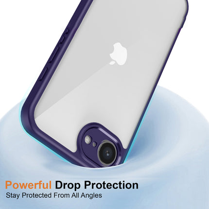Kapa Hawkeye Clear Back Cover for Apple iPhone 16E | Camera Lens Protector Shockproof Slim Clear Case Cover (Purple Sides)