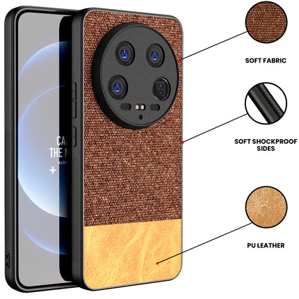 Kapa Soft Fabric & Leather Hybrid Protective Back Cover for Xiaomi 14 ULTRA (5G) | Shockproof Slim Hard Anti Slip Back Case (Brown)