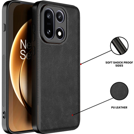 Kapa Tux Leather Back Cover for OnePlus 15 | Slim Shockproof Camera Protection Bumper Case (Black)