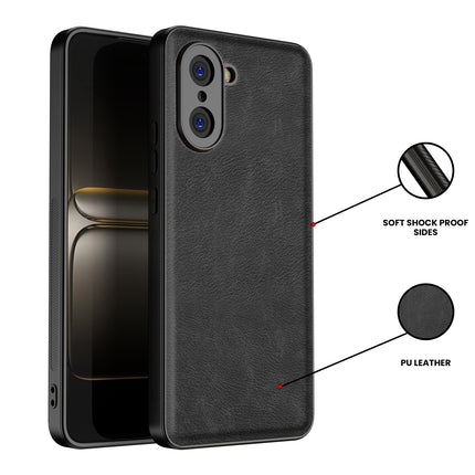 Kapa Tux Leather Back Cover for OnePlus Nord CE 5 | Slim Shockproof Camera Protection Bumper Case (Black)