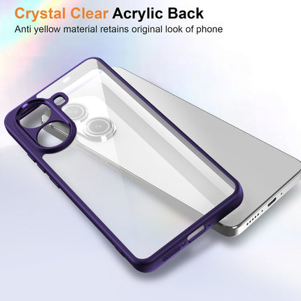 Kapa Hawkeye Clear Slim Tough Back Cover for Poco F7 5G | Camera Lens Protector Anti Yellow Shockproof Clear Hybrid Case Cover (Purple Sides)