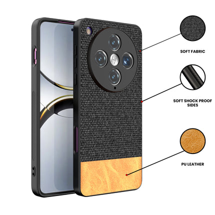 Kapa Soft Fabric & Leather Hybrid Protective Back Cover for Oppo Find X8 Pro | Shockproof Slim Hard Anti Slip Back Case (Black,Brown)