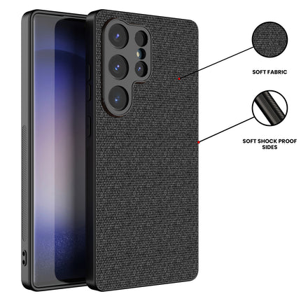 Kapa Soft Full Fabric Protective Back Case Cover for Samsung Galaxy S25 Ultra | Shockproof Slim Hard Anti Slip Back Case (Black)