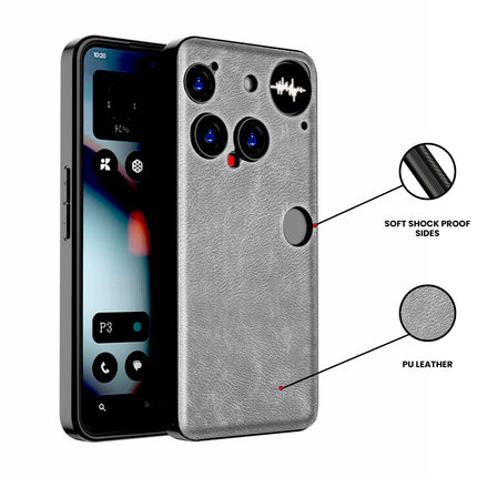 Kapa Tux Leather Back Cover for Nothing Phone 3 5G | Slim Shockproof Camera Protection Bumper Case (Grey) - Mobizang