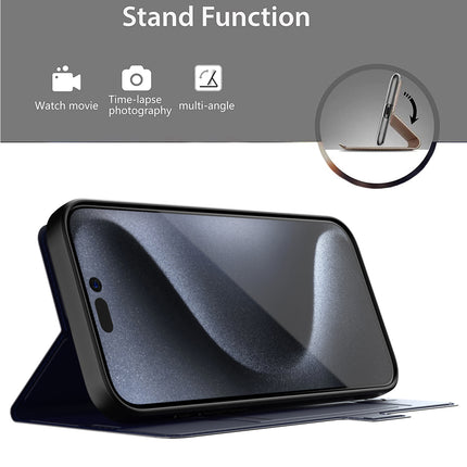 Kapa Noble Slim Magnetic Leather Flip Case Cover for Apple iPhone 16 Pro Max | Card Holder Stand Flip Wallet Case (Blue) - Mobizang