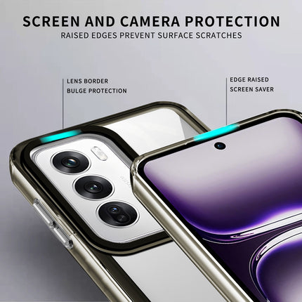 Kapa Warrior Acrylic Clear Back Cover For Oppo Reno 12 (5G) | Slim Shockproof [Military Grade Protection] Hybrid Bumper Case (Grey Sides) - Mobizang