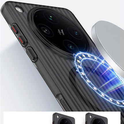 Kapa Matte Magnetic Wave Grip Back Cover for Oppo Find X8 | [MagSafe Compatible] Wireless charging, Slim, Metal Buttons, Frosted Back Case (Grey) - Mobizang