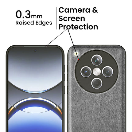 Kapa Tux Leather Back Cover for Oppo Find X8 | Slim Shockproof Camera Protection Bumper Case (Grey)