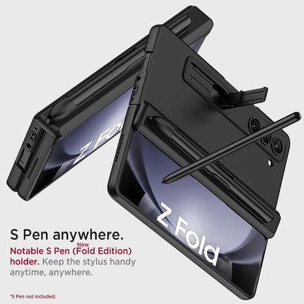 Kapa Magnetic Hinge Case for Samsung Galaxy Z Fold 6 | Inbuilt S-Pen Holder Stand Hybrid Back Cover (Black) - Mobizang