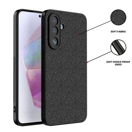 Kapa Soft Full Fabric Protective Back Case Cover for Samsung Galaxy M56 | Shockproof Slim Hard Anti Slip Back Case (Black)