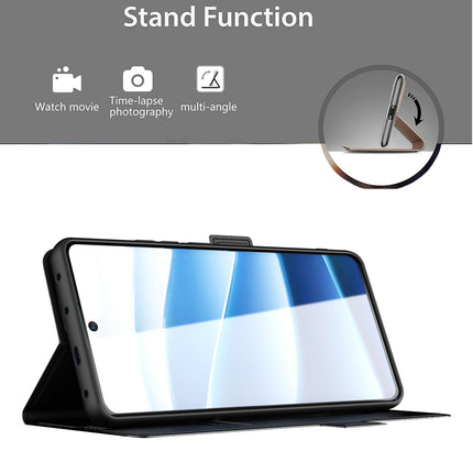 Kapa Noble Slim Magnetic Leather Flip Case Cover for Redmi Note 14 Pro Plus | Card Holder Stand Flip Wallet Case (Black)