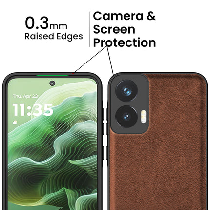 Kapa Tux Leather Back Cover for Moto G35 | Slim Shockproof Camera Protection Bumper Case (Brown)