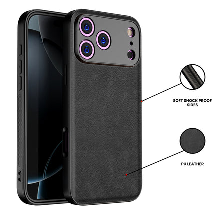 Kapa Tux Leather Back Cover for Apple iPhone 17 Pro Max | Slim Shockproof Camera Protection Bumper Case (Black)