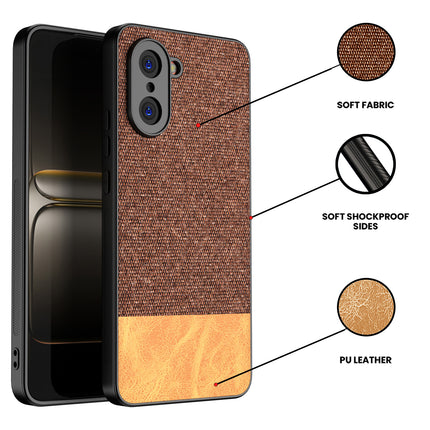 Kapa Soft Fabric & Leather Hybrid Protective Back Cover for OnePlus Nord CE 5 | Shockproof Slim Hard Anti Slip Back Case (Brown)