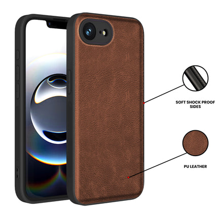 Kapa Tux Leather Back Cover for Apple iPhone 16E | Slim Shockproof Camera Protection Bumper Case (Brown)
