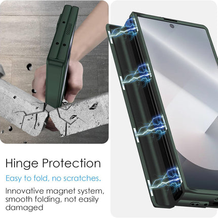 Kapa Magnetic Hinge With Inbuilt Stand Case for Samsung Galaxy Z Fold 6 | Shockproof Stand Hybrid Bumper Back Cover (Green)