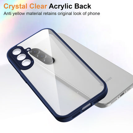 Kapa Hawkeye Clear Slim Tough Back Cover for Samsung Galaxy M36 / F36 5G | Camera Lens Protector Anti Yellow Shockproof Clear Hybrid Case Cover (Blue Sides)