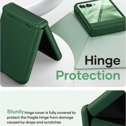 Kapa Textured Grip Hinge Protection Back Cover for Moto Razr 50 Ultra| with [Inbuilt Glass] Full Body Shockproof Hard Back Case (Green)