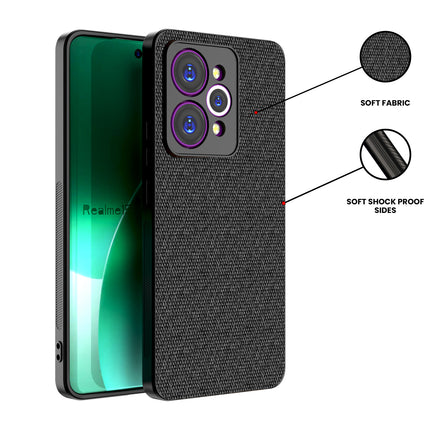 Kapa Soft Full Fabric Protective Back Case Cover for Realme 15 Pro 5G | Shockproof Slim Hard Anti Slip Back Case (Black)