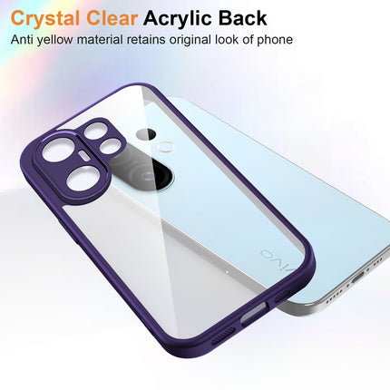 Kapa Hawkeye Clear Slim Tough Back Cover for Vivo X200 FE 5G | Camera Lens Protector Anti Yellow Shockproof Clear Hybrid Case Cover (Purple Sides)