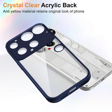 Kapa Hawkeye Clear Slim Tough Back Cover for Nothing Phone 3 5G | Camera Lens Protector Anti Yellow Shockproof Clear Hybrid Case Cover (Blue Sides)
