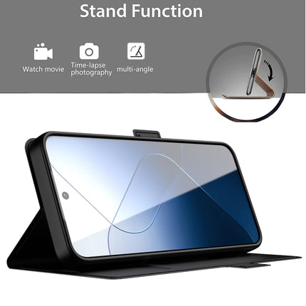 Kapa Noble Slim Magnetic Leather Flip Case Cover for Xiaomi 14 (5G) | Card Holder Stand Flip Wallet Case (Black)