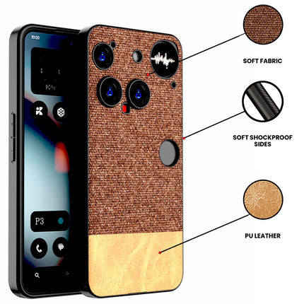 Kapa Soft Fabric & Leather Hybrid Protective Back Cover for Nothing Phone 3 5G | Shockproof Slim Hard Anti Slip Back Case (Brown)