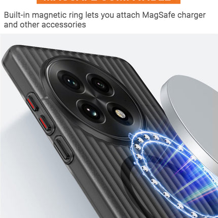 Kapa Matte Magnetic Wave Grip Back Cover for OnePlus 13 | [MagSafe Compatible] Wireless charging, Slim, Metal Buttons, Frosted Back Case (Grey) - Mobizang