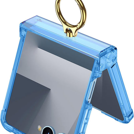 Kapa Clear Airbag Ring Back Case for Samsung Galaxy Flip7 / Z Flip 7 | Transparent Shockproof Slim Hard Protective Cover (Blue)