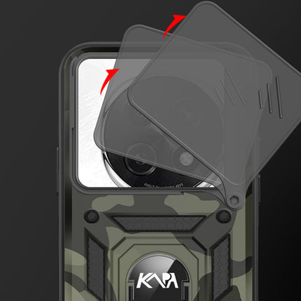 Kapa Tank Back Cover for Oppo F29 5G | Inbuilt Ring + Slider Shockproof Lens Protection Bumper Back Case (Black)
