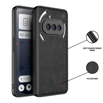 Kapa Tux Leather Back Cover for Nothing Phone 3A 5G | Slim Shockproof Camera Protection Bumper Case (Black)