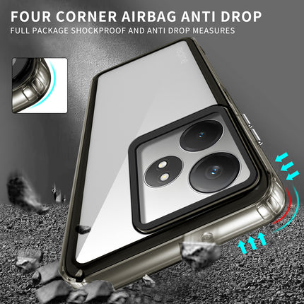 Kapa Warrior Acrylic Clear Back Cover For Realme GT 6 / GT 6T | Slim Shockproof [Military Grade Protection] Hybrid Bumper Case (Grey Sides)