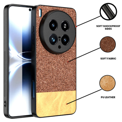 Kapa Soft Fabric & Leather Hybrid Protective Back Cover for Vivo X200 Ultra | Shockproof Slim Hard Anti Slip Back Case (Brown) - Mobizang